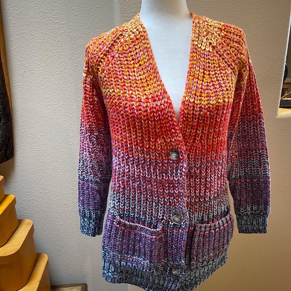 NEW! 525 America Born in Brklyn Rainbow Marled Cardigan Sweater Size XS NWT! - Picture 7 of 16